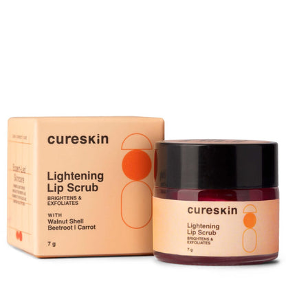 Cureskin Lightening Lip Scrub for Men & Women – Exfoliate & Brighten with Walnut Shell Powder, Beetroot & Squalane – 0.25 oz