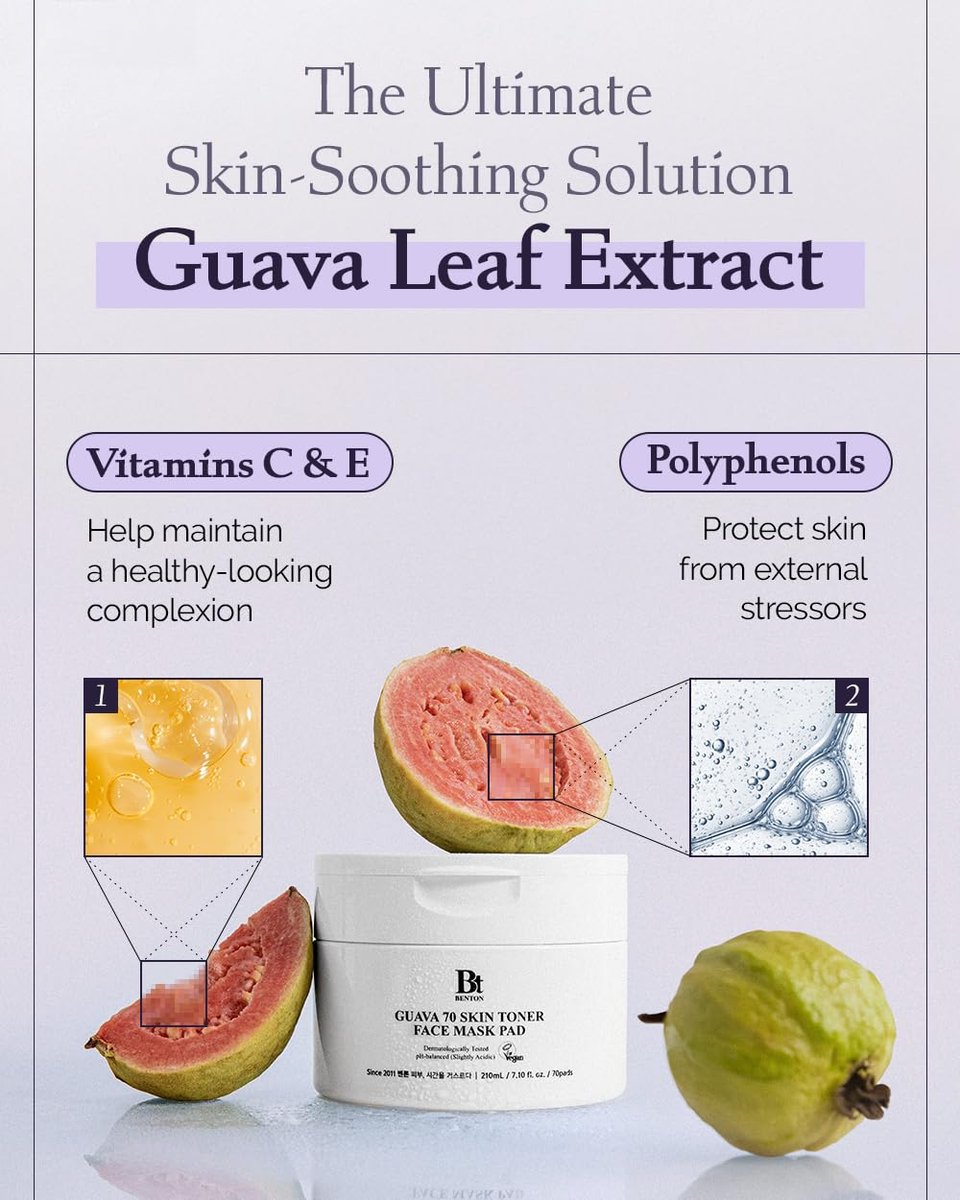 BENTON Guava 70 Skin Toner Face Mask Pads – Hydrating, Soothing, Pore Care for All Skin Types (70 Pads) Avelisse
