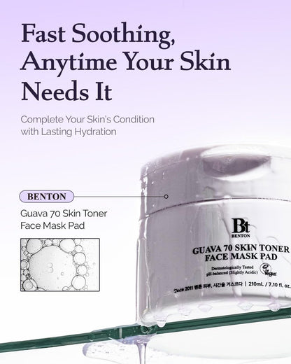 BENTON Guava 70 Skin Toner Face Mask Pads – Hydrating, Soothing, Pore Care for All Skin Types (70 Pads) Avelisse