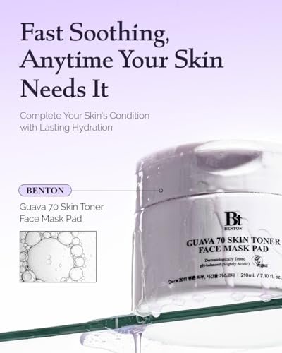 BENTON Guava 70 Skin Toner Face Mask Pads – Hydrating, Soothing, Pore Care for All Skin Types (70 Pads) Avelisse