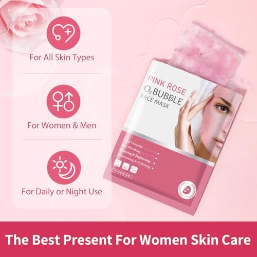 IREV Pink Rose O2 Bubble Face Masks - 10 Pack Foaming Sheet Mask for Acne, Pores, and Moisturizing - görsel 16
