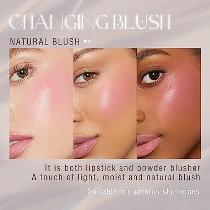 NewBang Color Changing Blush Stick for Cheeks - PH Temperature Activated Clear to Pink Cream Blush, Waterproof Multi-Use Lip & Cheek Tint, Matte Finish, 1.44 oz