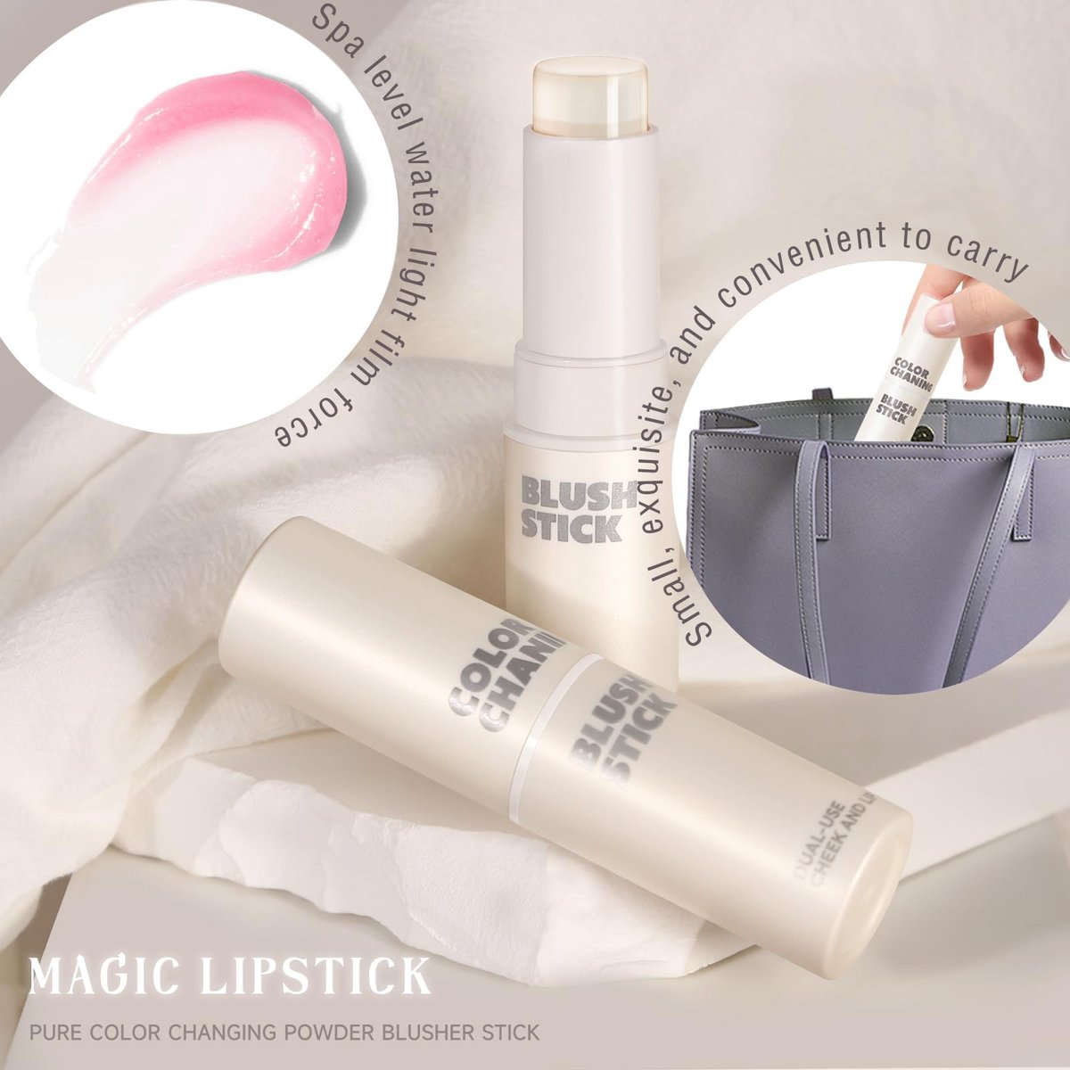 NewBang Color Changing Blush Stick for Cheeks - PH Temperature Activated Clear to Pink Cream Blush, Waterproof Multi-Use Lip & Cheek Tint, Matte Finish, 1.44 oz - görsel 13