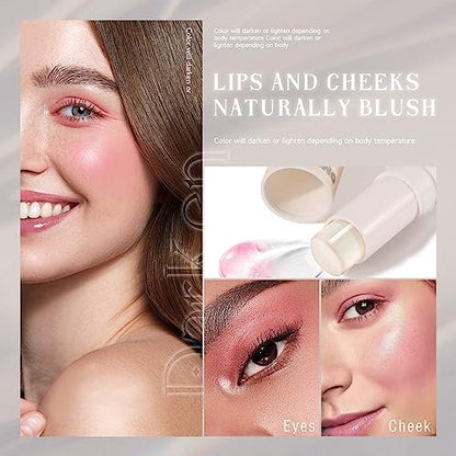 NewBang Color Changing Blush Stick for Cheeks - PH Temperature Activated Clear to Pink Cream Blush, Waterproof Multi-Use Lip & Cheek Tint, Matte Finish, 1.44 oz