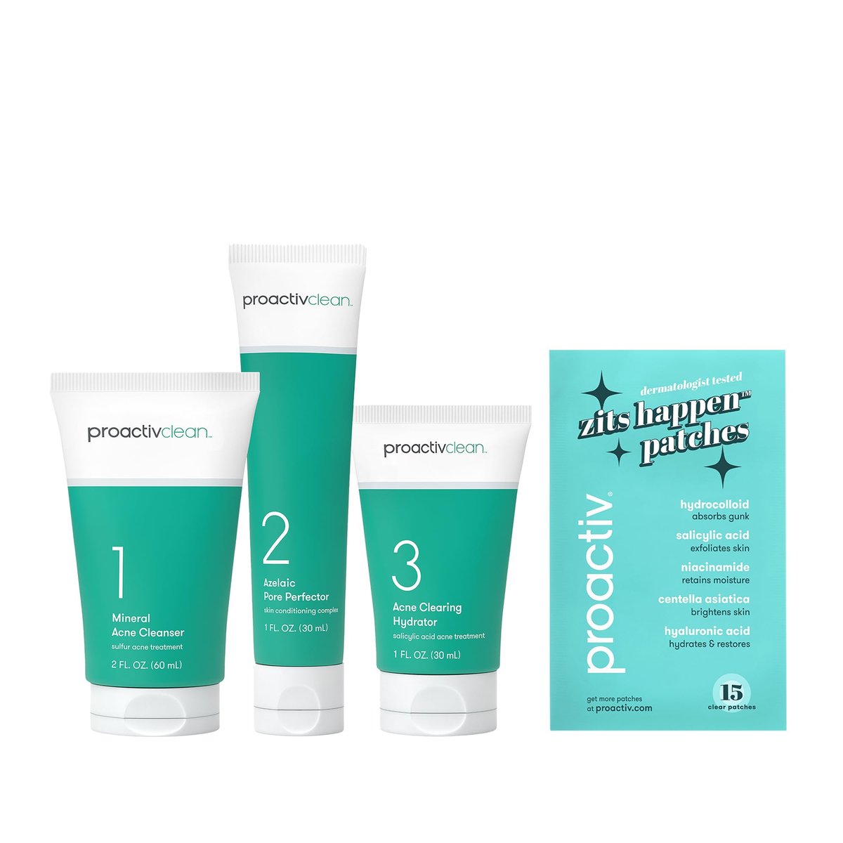 Proactiv Clean 3-Step Acne Routine with Pimple Patches – Sulfur Cleanser, Azelaic Acid Serum & Moisturizer for Sensitive Acne-Prone Skin – 30-Day Kit Avelisse