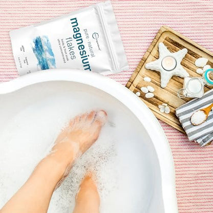 Micro Ingredients Magnesium Flakes 6lbs – Natural Magnesium Chloride for Relaxing Foot & Body Bath Soaks, Skin Hydration Support Avelisse