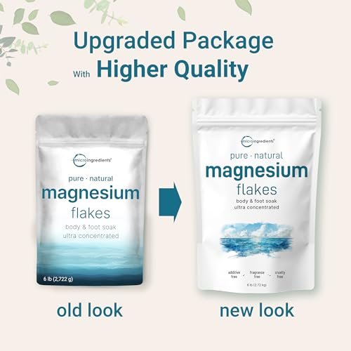 Micro Ingredients Magnesium Flakes 6lbs – Natural Magnesium Chloride for Relaxing Foot & Body Bath Soaks, Skin Hydration Support Avelisse