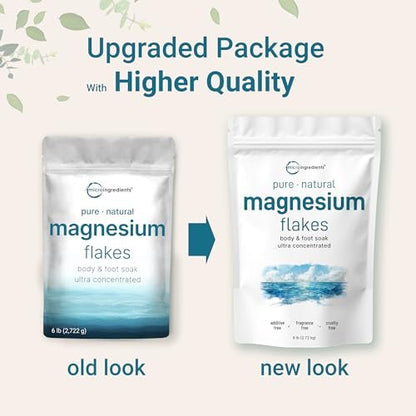 Micro Ingredients Magnesium Flakes 6lbs – Natural Magnesium Chloride for Relaxing Foot & Body Bath Soaks, Skin Hydration Support Avelisse