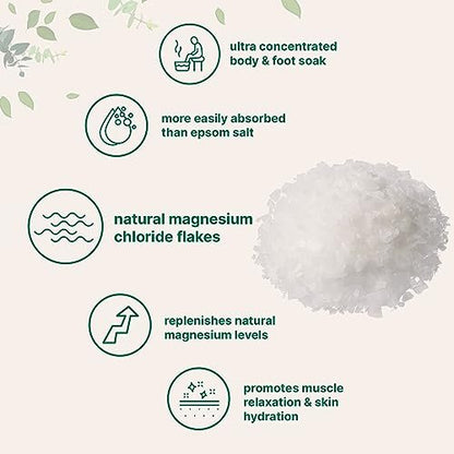 Micro Ingredients Magnesium Flakes 6lbs – Natural Magnesium Chloride for Relaxing Foot & Body Bath Soaks, Skin Hydration Support Avelisse