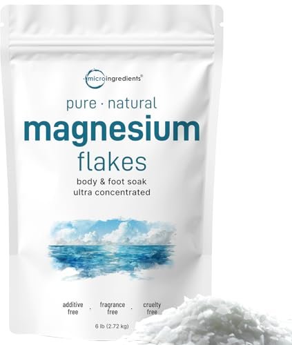 Micro Ingredients Magnesium Flakes 6lbs – Natural Magnesium Chloride for Relaxing Foot & Body Bath Soaks, Skin Hydration Support Avelisse