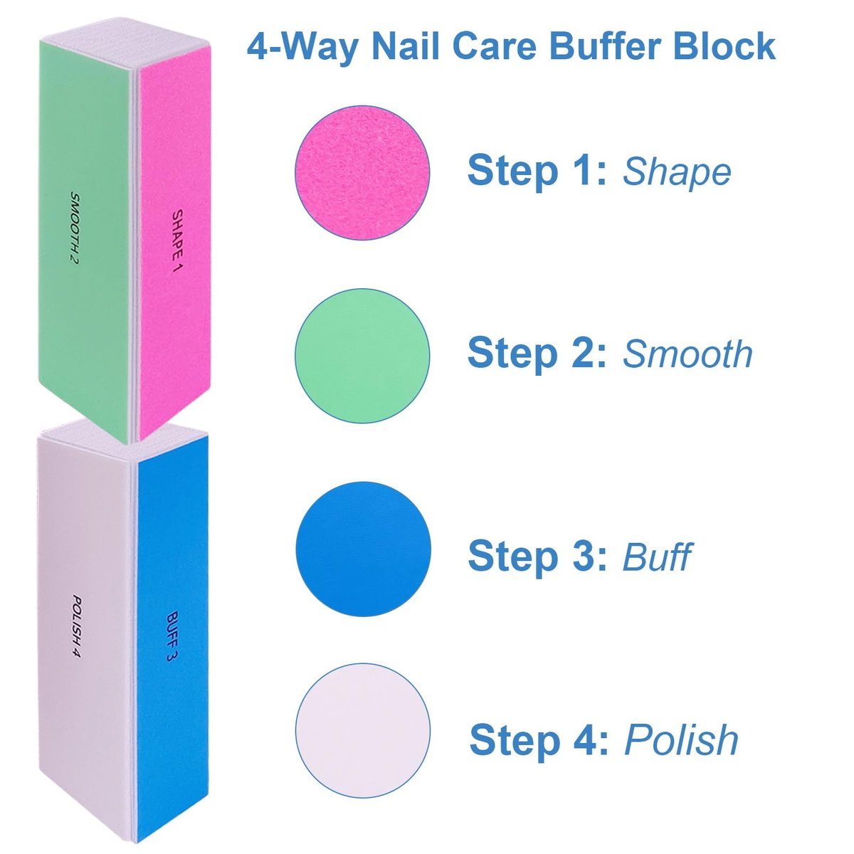 GigaGround 4-Way Nail Buffer Block (6 Pack) – 120/240/600/3000 Grit Shine Buffers for Natural & Acrylic Nails - görsel 6