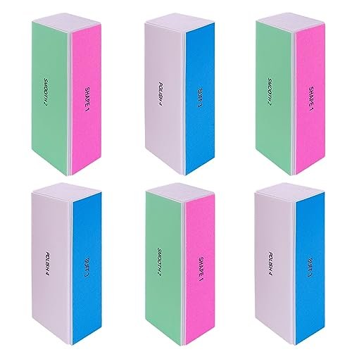 GigaGround 4-Way Nail Buffer Block (6 Pack) – 120/240/600/3000 Grit Shine Buffers for Natural & Acrylic Nails - görsel 1