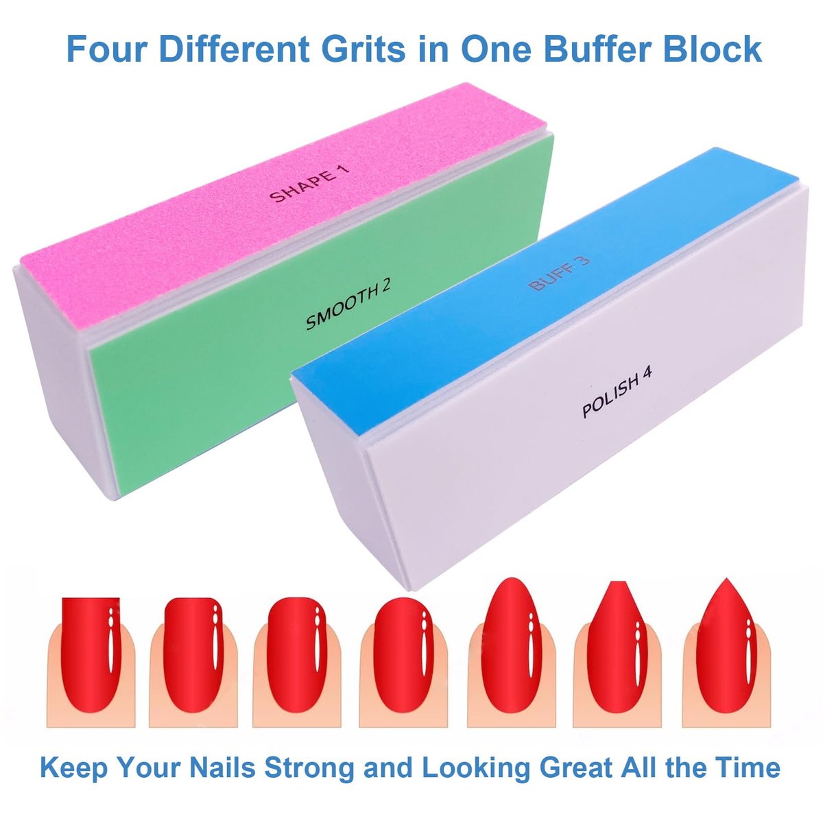 GigaGround 4-Way Nail Buffer Block (6 Pack) – 120/240/600/3000 Grit Shine Buffers for Natural & Acrylic Nails - görsel 8