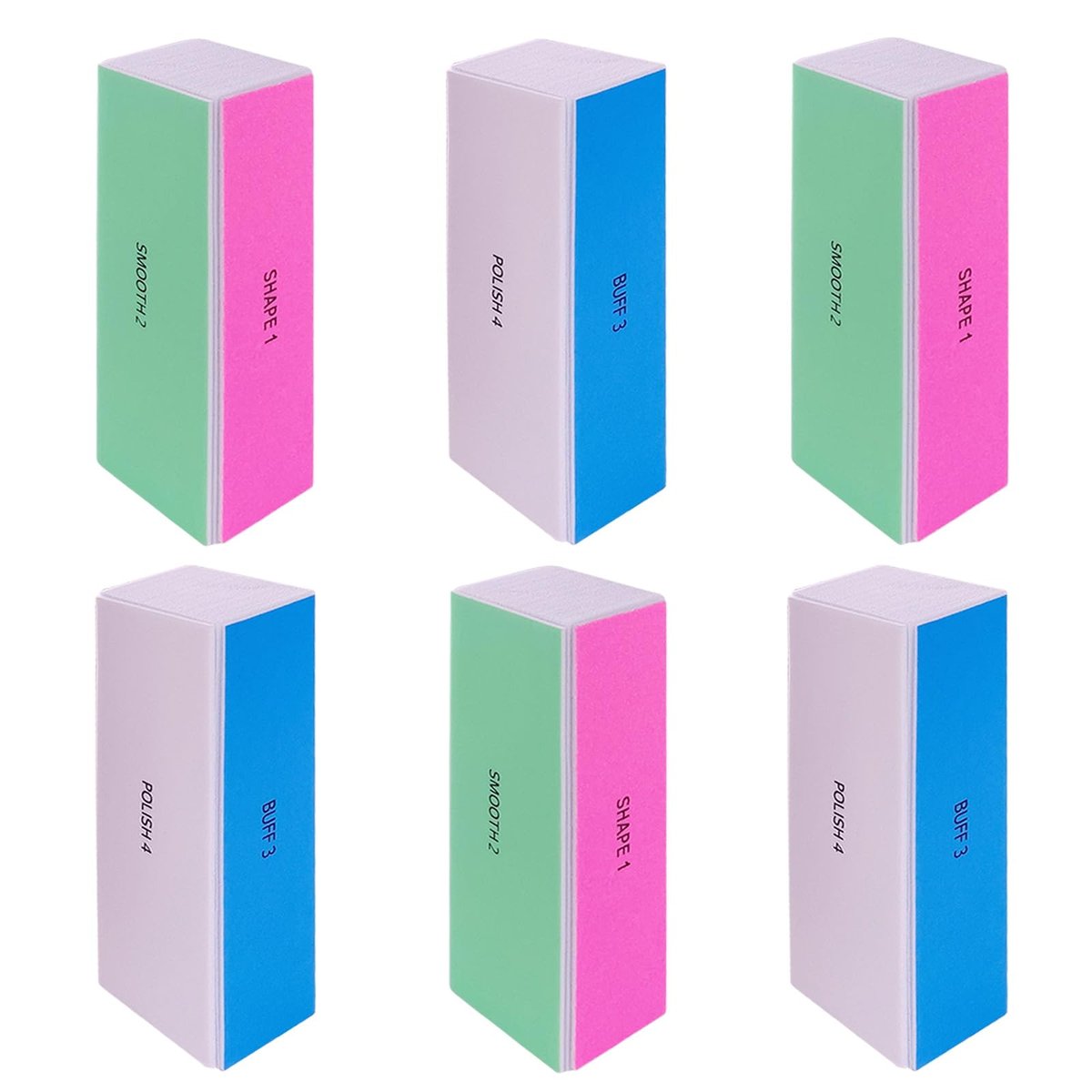 GigaGround 4-Way Nail Buffer Block (6 Pack) – 120/240/600/3000 Grit Shine Buffers for Natural & Acrylic Nails - görsel 2