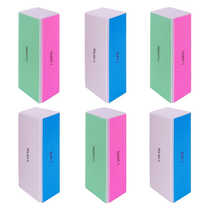 GigaGround 4-Way Nail Buffer Block (6 Pack) – 120/240/600/3000 Grit Shine Buffers for Natural & Acrylic Nails