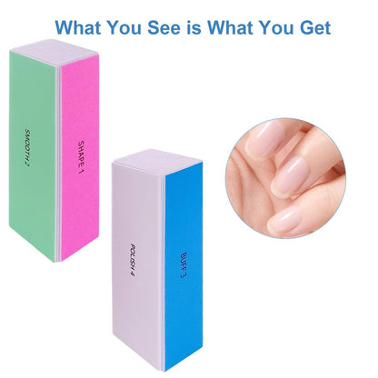 GigaGround 4-Way Nail Buffer Block (6 Pack) – 120/240/600/3000 Grit Shine Buffers for Natural & Acrylic Nails