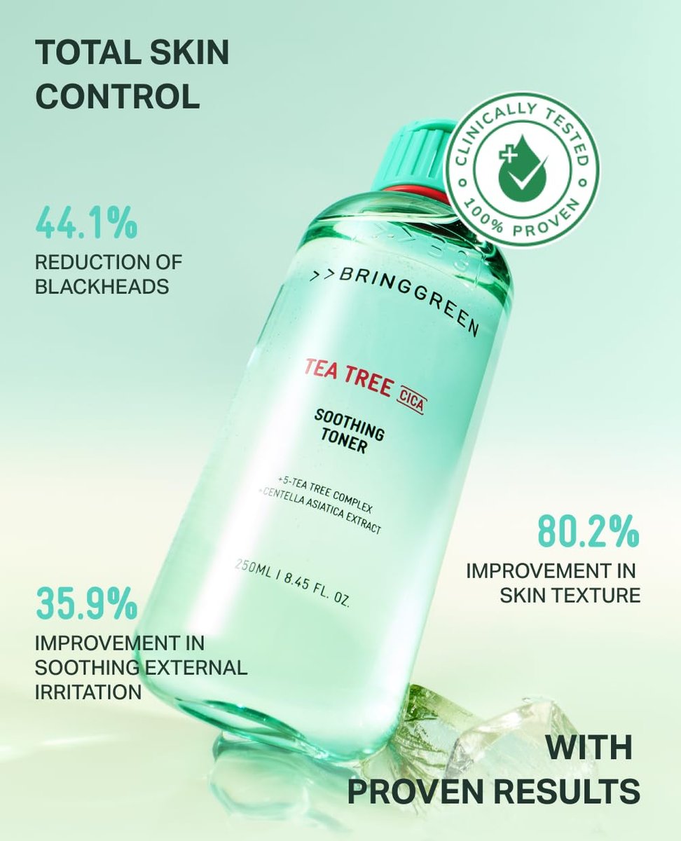 BRING GREEN Tea Tree CICA Soothing Toner - Mild Daily Skincare Toner for Cooling and Hydrating Effect, 8.5 Fl Oz (250ml) Avelisse