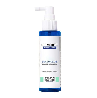 DERMDOC 5% Glycolic Acid Underarm Spray (100ml) | Multipurpose Exfoliating Toner | 3.38 Fl Oz