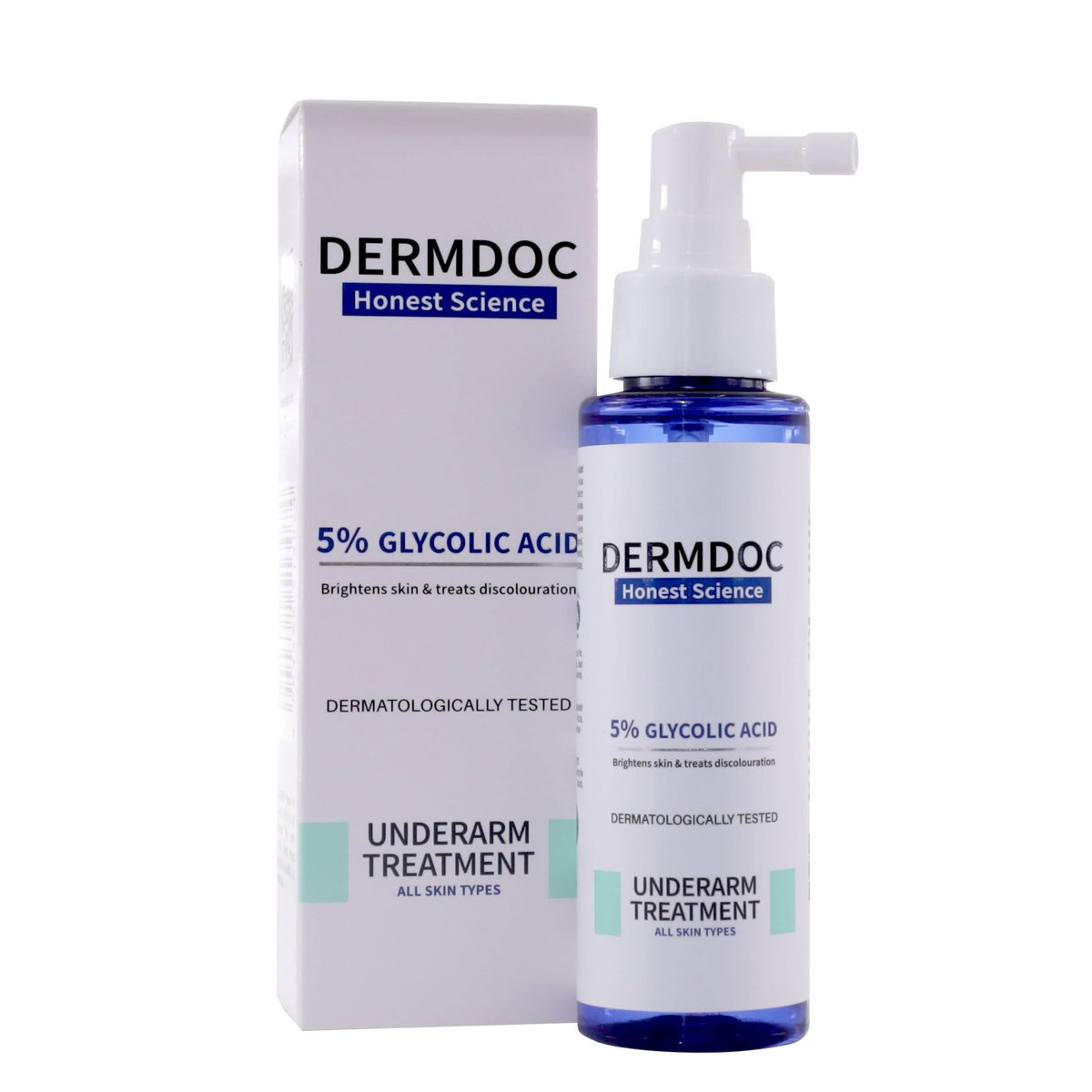 DERMDOC 5% Glycolic Acid Underarm Spray (100ml) | Multipurpose Exfoliating Toner | 3.38 Fl Oz - görsel 1