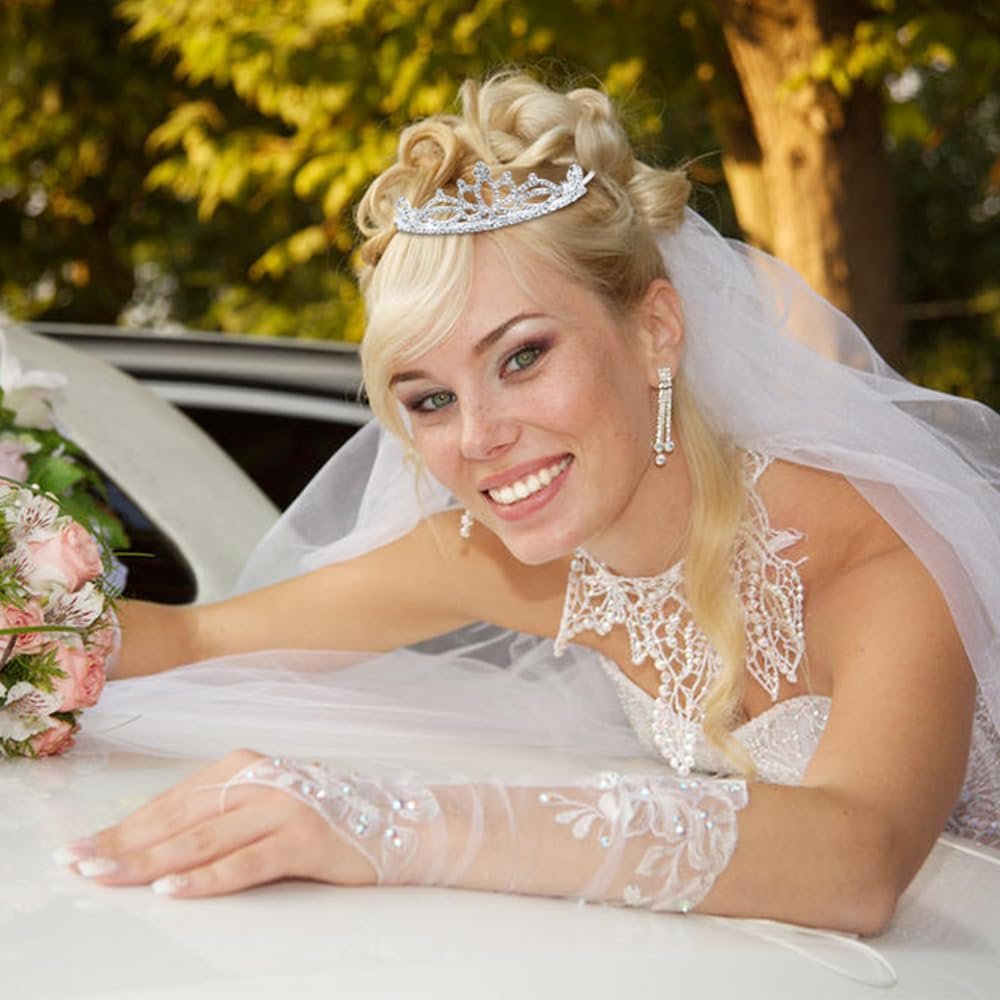 inSowni 6 Pack Decorative Sparkling Rhinestone Silver Metal Crown Headbands Tiaras for Women - Wedding Bridal Birthday Party Prom Headpieces with 12 Silicone Covers - görsel 7