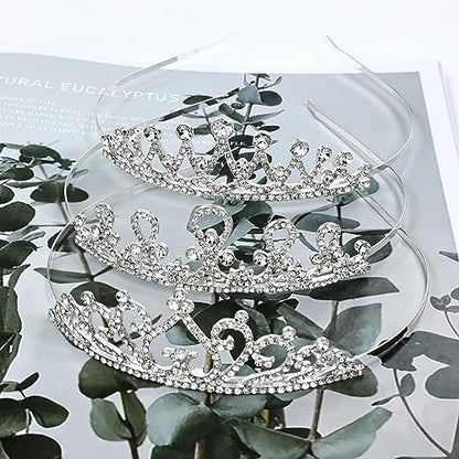 inSowni 6 Pack Decorative Sparkling Rhinestone Silver Metal Crown Headbands Tiaras for Women - Wedding Bridal Birthday Party Prom Headpieces with 12 Silicone Covers