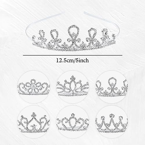 inSowni 6 Pack Decorative Sparkling Rhinestone Silver Metal Crown Headbands Tiaras for Women - Wedding Bridal Birthday Party Prom Headpieces with 12 Silicone Covers - görsel 4