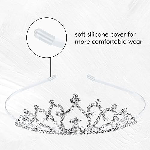 inSowni 6 Pack Decorative Sparkling Rhinestone Silver Metal Crown Headbands Tiaras for Women - Wedding Bridal Birthday Party Prom Headpieces with 12 Silicone Covers - görsel 6