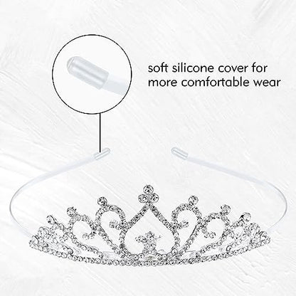 inSowni 6 Pack Decorative Sparkling Rhinestone Silver Metal Crown Headbands Tiaras for Women - Wedding Bridal Birthday Party Prom Headpieces with 12 Silicone Covers