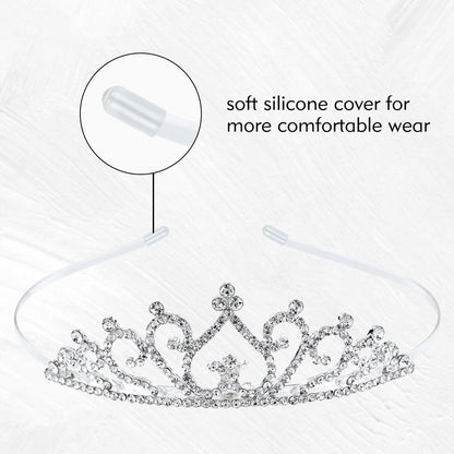 inSowni 6 Pack Decorative Sparkling Rhinestone Silver Metal Crown Headbands Tiaras for Women - Wedding Bridal Birthday Party Prom Headpieces with 12 Silicone Covers