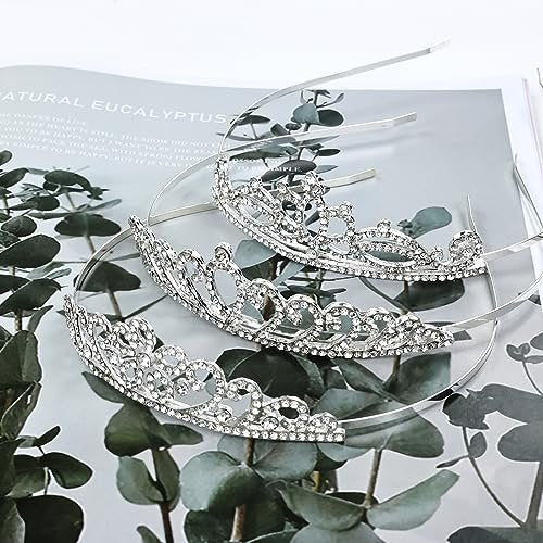 inSowni 6 Pack Decorative Sparkling Rhinestone Silver Metal Crown Headbands Tiaras for Women - Wedding Bridal Birthday Party Prom Headpieces with 12 Silicone Covers - görsel 10