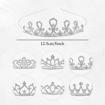 inSowni 6 Pack Decorative Sparkling Rhinestone Silver Metal Crown Headbands Tiaras for Women - Wedding Bridal Birthday Party Prom Headpieces with 12 Silicone Covers
