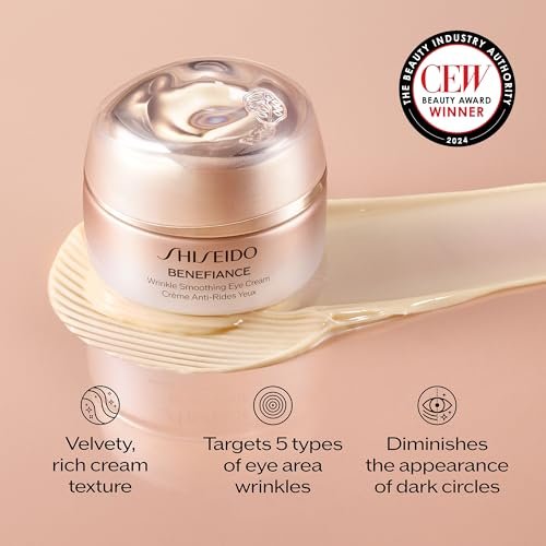 Shiseido Benefiance Wrinkle Smoothing Eye Cream – 15 mL – Visibly Improves Five Types of Eye Wrinkles, Dark Circles & Puffiness – 48-Hour Hydration – All Skin Types – Non-Comedogenic Avelisse