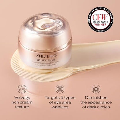 Shiseido Benefiance Wrinkle Smoothing Eye Cream – 15 mL – Visibly Improves Five Types of Eye Wrinkles, Dark Circles & Puffiness – 48-Hour Hydration – All Skin Types – Non-Comedogenic Avelisse