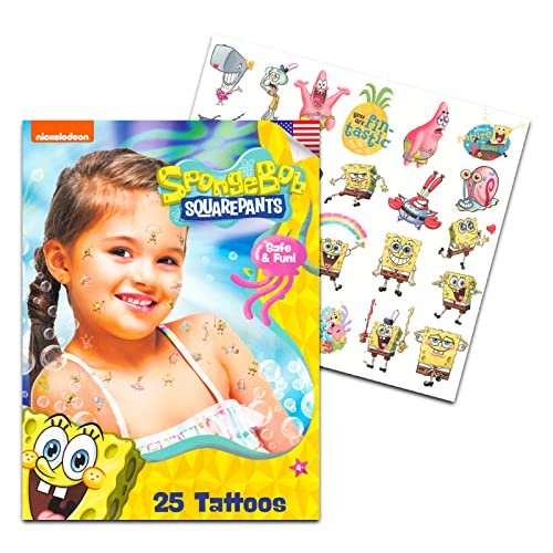 SpongeBob SquarePants Temporary Tattoos for Kids and Adults - 75 SpongeBob Tattoos for Party Favors Goodie Bags and More - görsel 4