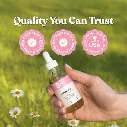 Her Fantasy Box Renew Her Natural Rejuvenating Yoni Oil - 2 Fl Oz for Dark Spots, Ingrown Hair & Skin Brightening Avelisse