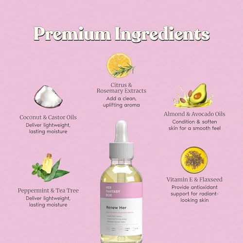 Her Fantasy Box Renew Her Natural Rejuvenating Yoni Oil - 2 Fl Oz for Dark Spots, Ingrown Hair & Skin Brightening Avelisse
