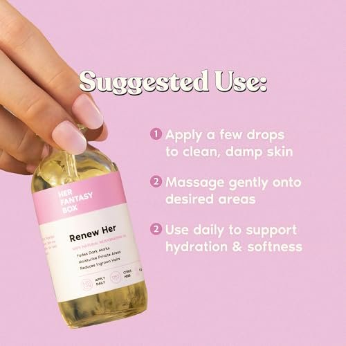 Her Fantasy Box Renew Her Natural Rejuvenating Yoni Oil - 2 Fl Oz for Dark Spots, Ingrown Hair & Skin Brightening Avelisse