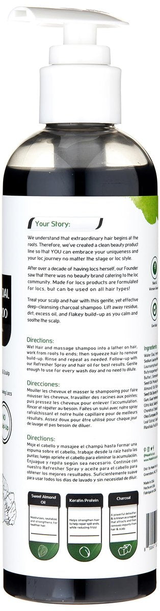 Made For Locs Black Charcoal Shampoo – Removes Locs Build-Up, No Need to Dilute, 8 oz Avelisse