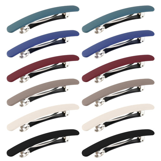 12-Pack Hair Barrettes for Women – 6 Colors Thick Medium Hair Barrette Clips, Strong Hold Vintage French Hair Pins