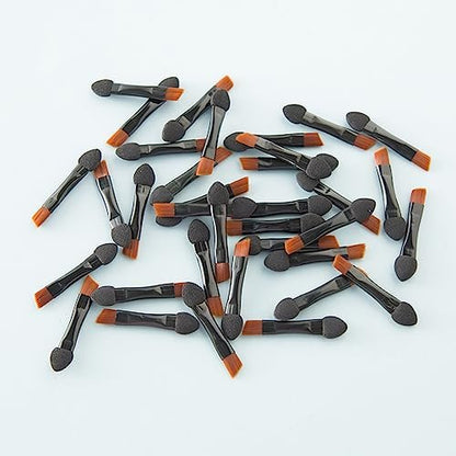 20-Pack Double-Sided Mini Eyeshadow Applicators & Angled Eyebrow Brushes - Black Nylon Makeup Brushes
