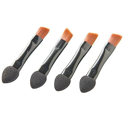 20-Pack Double-Sided Mini Eyeshadow Applicators & Angled Eyebrow Brushes - Black Nylon Makeup Brushes