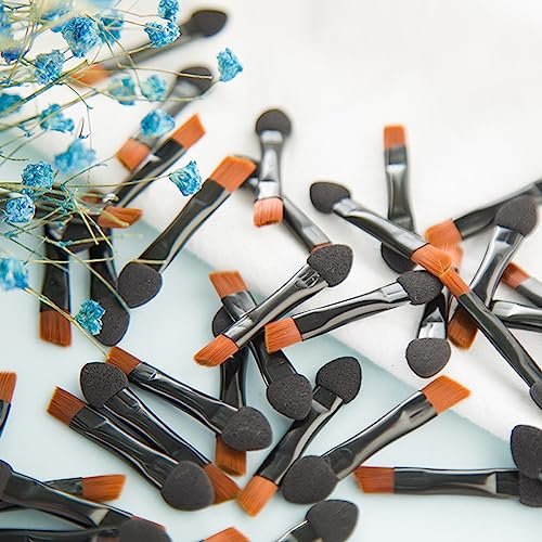 20-Pack Double-Sided Mini Eyeshadow Applicators & Angled Eyebrow Brushes - Black Nylon Makeup Brushes - görsel 6