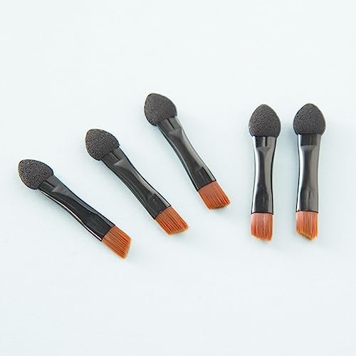 20-Pack Double-Sided Mini Eyeshadow Applicators & Angled Eyebrow Brushes - Black Nylon Makeup Brushes - görsel 8