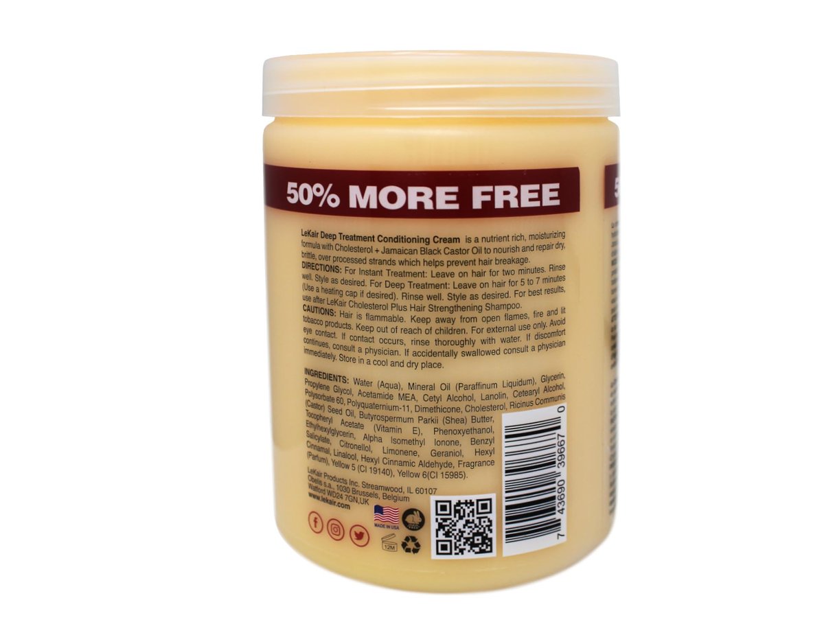 Le Kair Cholesterol Plus Jamaican Black Castor Oil Deep Treatment Conditioning Cream - 24 oz Avelisse