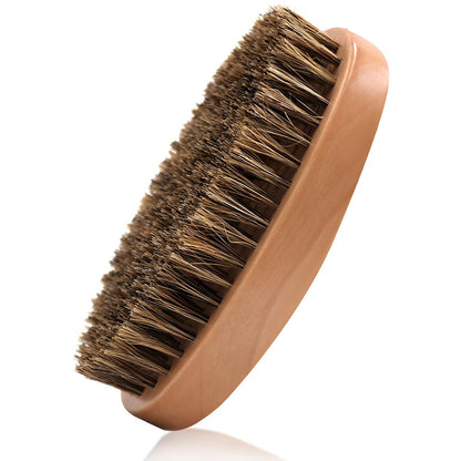 Kootinn Boar Bristle Hair & Beard Brush for Men – Small Soft Travel Beard Brush, Pocket Wooden Mustache Brush