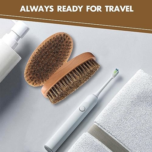 Kootinn Boar Bristle Hair & Beard Brush for Men – Small Soft Travel Beard Brush, Pocket Wooden Mustache Brush - görsel 13