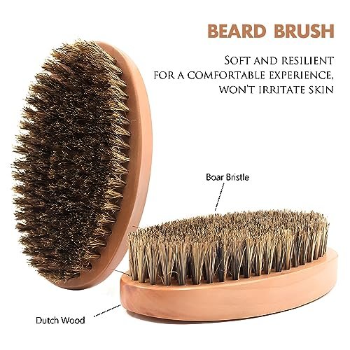 Kootinn Boar Bristle Hair & Beard Brush for Men – Small Soft Travel Beard Brush, Pocket Wooden Mustache Brush - görsel 3