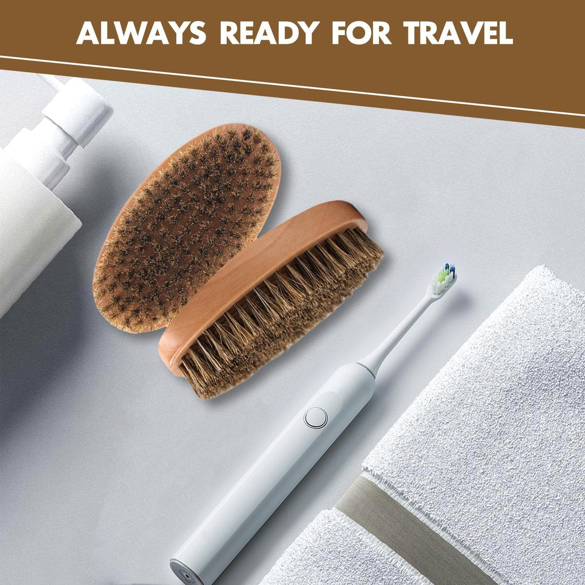 Kootinn Boar Bristle Hair & Beard Brush for Men – Small Soft Travel Beard Brush, Pocket Wooden Mustache Brush - görsel 14