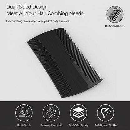 Kootinn 5 Pack Double-Sided Pocket Comb for Hair, Beards & Mustaches | Fine & Coarse Teeth for Detangling and Grooming