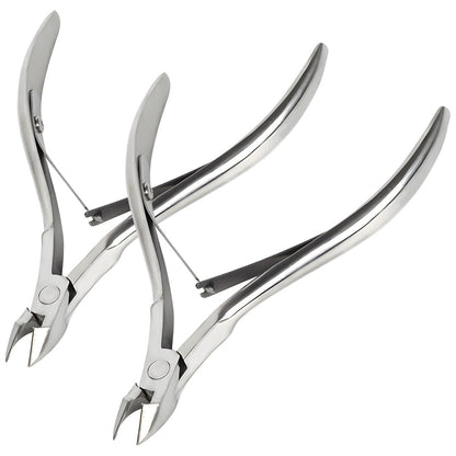 Kootinn 2 Packs Professional Cuticle Trimmer - Stainless Steel Cuticle Nippers with Double Spring for Fingernails and Toenails
